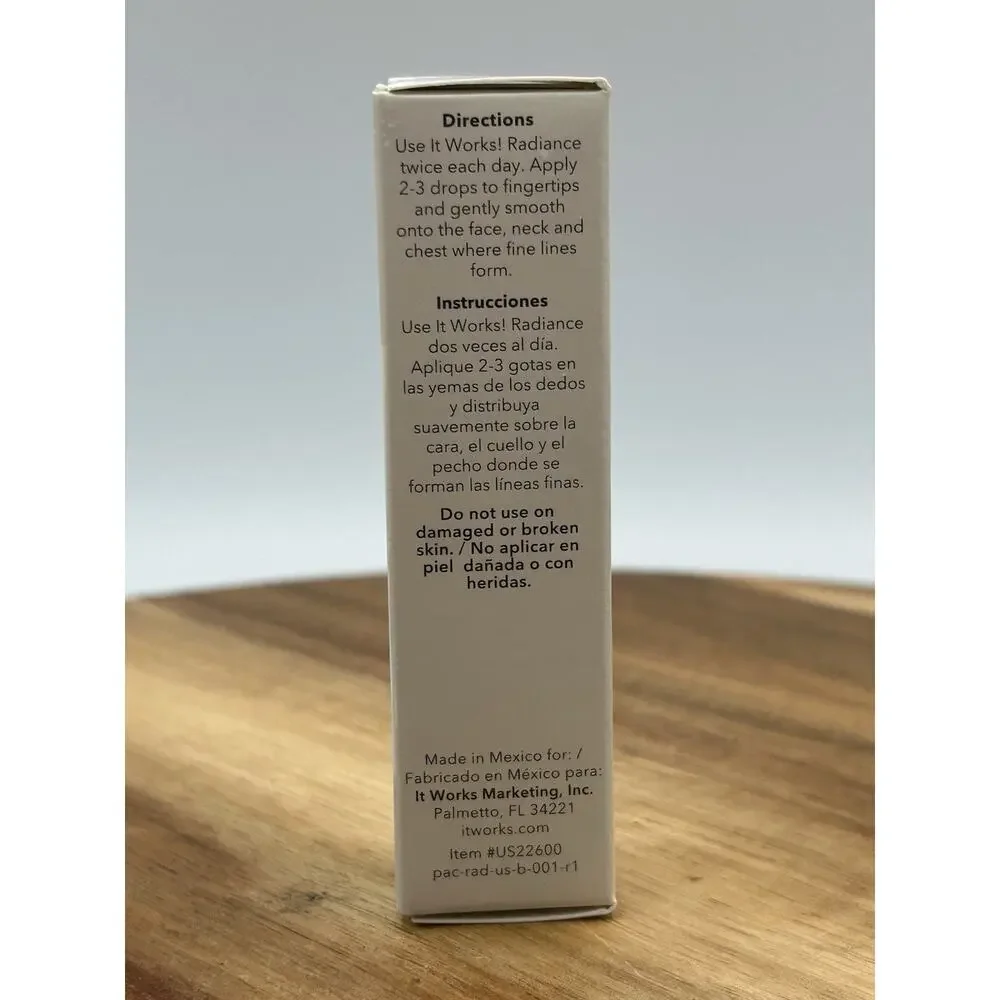 It Works! Radiance Hyaluronic Acid Serum 15mL 0.51oz Face & Neck Hydrating New